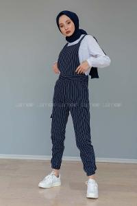 Modalamelif Çizgili Kargo Slopet Lacivert