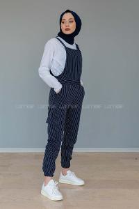 Modalamelif Çizgili Kargo Slopet Lacivert