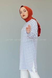Modalamelif  Çizgili Tunik Gri