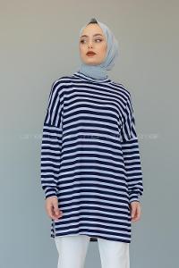 Modalamelif  Çizgili Tunik Lacivert