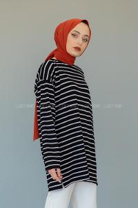 Modalamelif Çizgili Tunik Siyah Beyaz