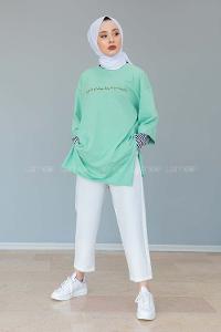 Modalamelif Good Girls Yarım Kol Tshirt Çağla Yeşili