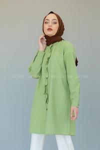 Modalamelif Hakim Yaka Fırfırlı Tunik Çağla Yeşili