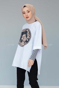 Modalamelif Mıckey Mouse T-shirt Beyaz