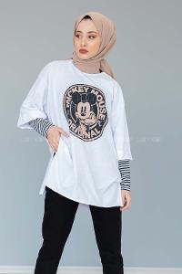 Modalamelif Mıckey Mouse T-shirt Beyaz