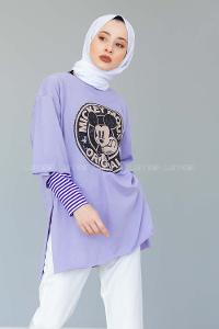 Modalamelif Mıckey Mouse T-shirt Lila