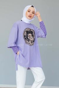 Modalamelif Mıckey Mouse T-shirt Lila