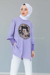 Modalamelif Mıckey Mouse T-shirt Lila