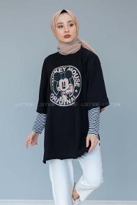 Modalamelif Mıckey Mouse T-shirt Siyah