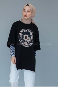 Modalamelif Mıckey Mouse T-shirt Siyah