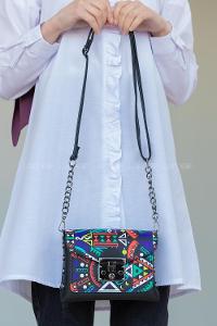 Modalamelif Patos Geometrik Desen Çanta Siyah