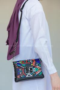 Modalamelif Patos Geometrik Desen Çanta Siyah