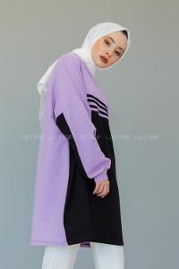 Modalamelif Şerit Çizgili Tunik Lila