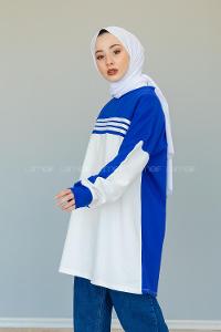 Modalamelif Şerit Çizgili Tunik Saks