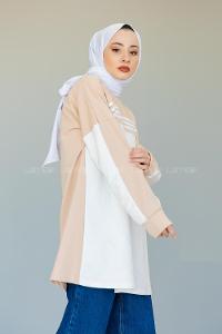 Modalamelif Şerit Çizgili Tunik Sütlü Kahve