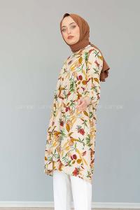 Modalamelif Yaprak Desen Tunik Bej