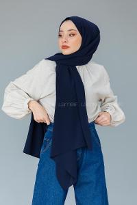 Modalamelif Lacivert Krinkıl Medine İpeği Şal