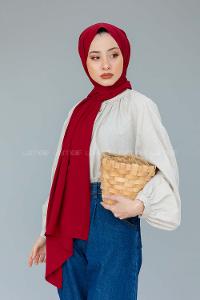 Modalamelif Vişne Rengi Medine İpeği Şal