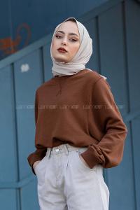 Modalamelif Balon Kol Sweatshirt Kahverengi