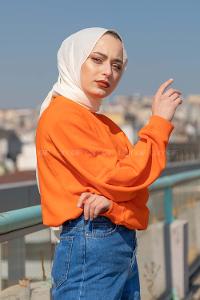 Modalamelif Balon Kol Sweatshirt Oranj