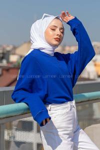Modalamelif Balon Kol Sweatshirt Saks Mavisi