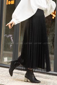 Modalamelif Beli Lastikli File Etek Siyah