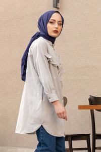 Modalamelif Fırfırlı Tunik Gri
