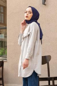 Modalamelif Fırfırlı Tunik Gri