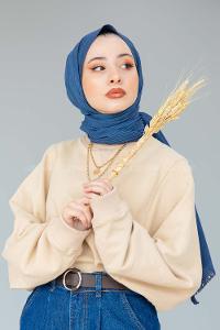 Modalamelif Gece Mavisi Stor Desen Şal