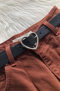 Modalamelif Kalp Tokalı Gümüş Kemer Siyah