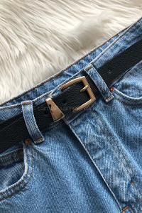 Modalamelif Kare Tokalı Gold Kemer Siyah