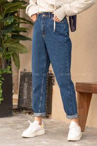 Lamelif Koyu Mavi Mom Jean Pantolon