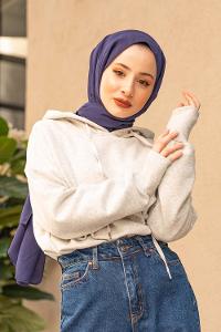 Modalamelif Kuş Gözlü Kapşonlu Swatshirt Gri