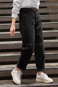 Modalamelif Önü Düğmeli Balon Model  Jean  Siyah