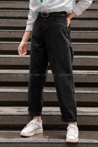 Modalamelif Önü Düğmeli Balon Model  Jean  Siyah