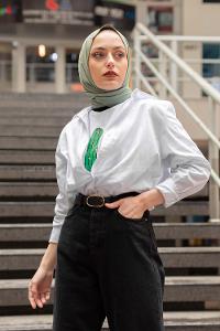 Modalamelif Önü Düğmeli Gömlek Beyaz