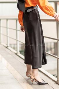 Modalamelif Saten Kloş Etek Siyah