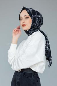 Modalamelif Siyah Beyaz Koleksiyon Kare Desen