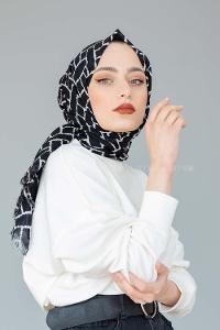 Modalamelif Siyah-Beyaz Koleksiyon Tırtık Kare Desen