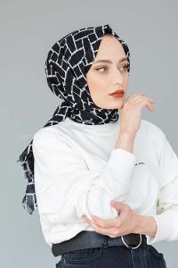 Modalamelif Siyah-Beyaz Koleksiyon Tırtık Kare Desen