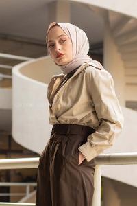 Modalamelif Yan Düğme Detaylı Gömlek Bej