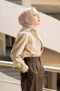 Modalamelif Yan Düğme Detaylı Gömlek Bej