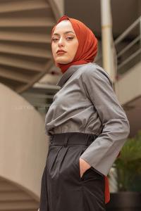 Modalamelif Yarım Balıkçı Yaka Bluz Gri