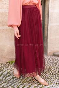 Modalamelif Beli Lastikli Tül Etek Bordo