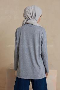 Modalamelif Düz Renk Uzun Kollu T-Shirt Gri