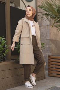 Modalamelif Kapak Cepli Trenç Taş Rengi