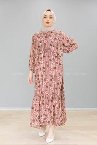 Modalamelif Balon Kol Desenli Elbise Bordo