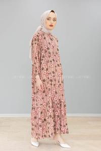 Modalamelif Balon Kol Desenli Elbise Bordo