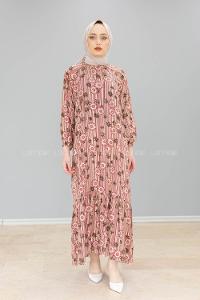 Modalamelif Balon Kol Desenli Elbise Bordo