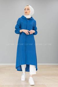 Modalamelif Önü Gizli Düğmeli Tunik İndigo